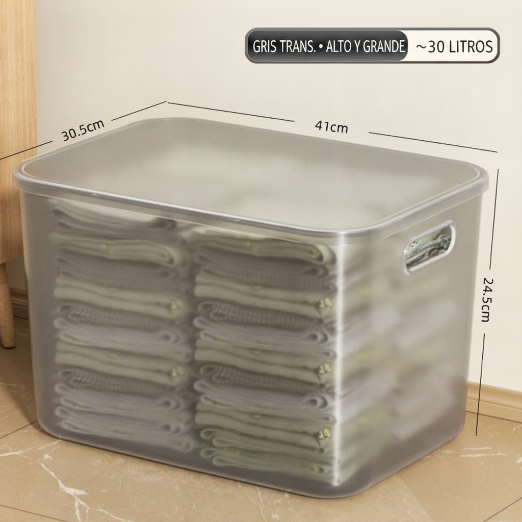 Caja organizadora transparente apilable con o sin tapa - 8
