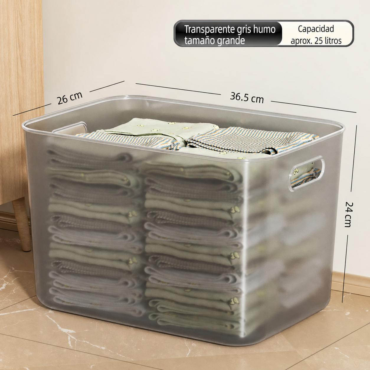 Caja organizadora transparente apilable con o sin tapa - 9