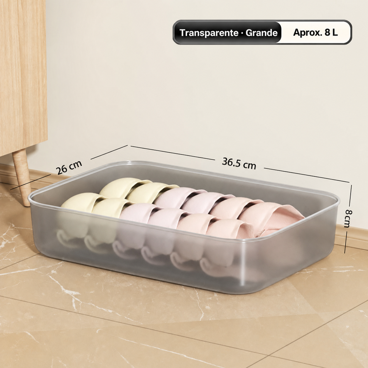 Caja organizadora transparente apilable con o sin tapa
