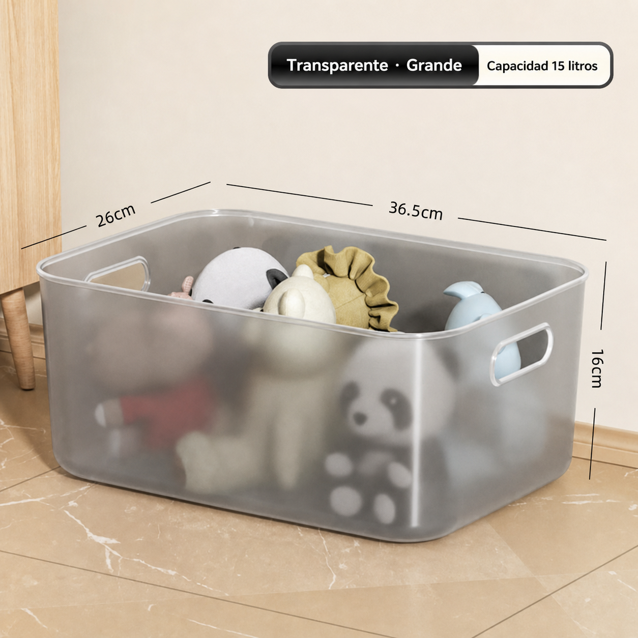 Caja organizadora transparente apilable con o sin tapa