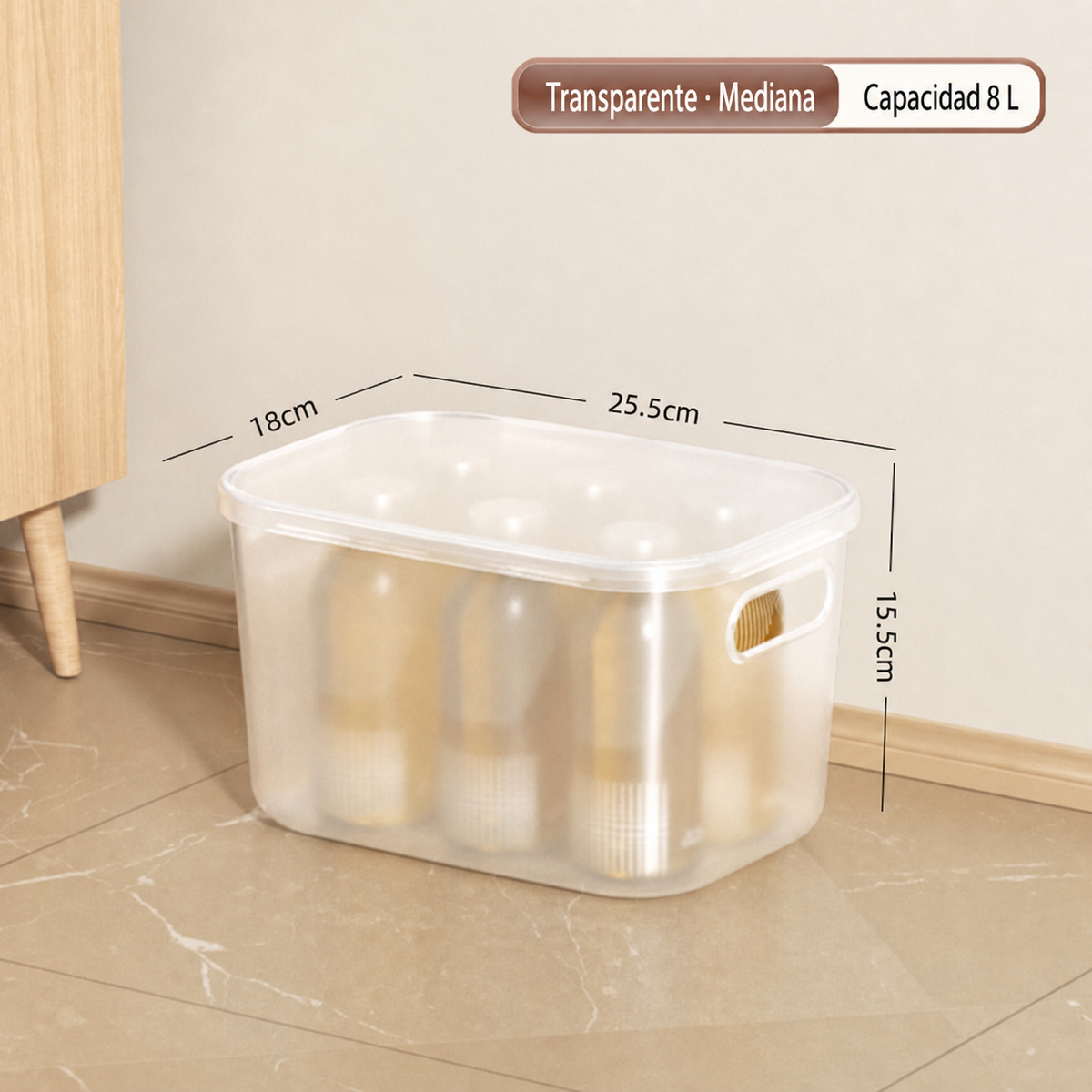 Caja organizadora transparente apilable con o sin tapa