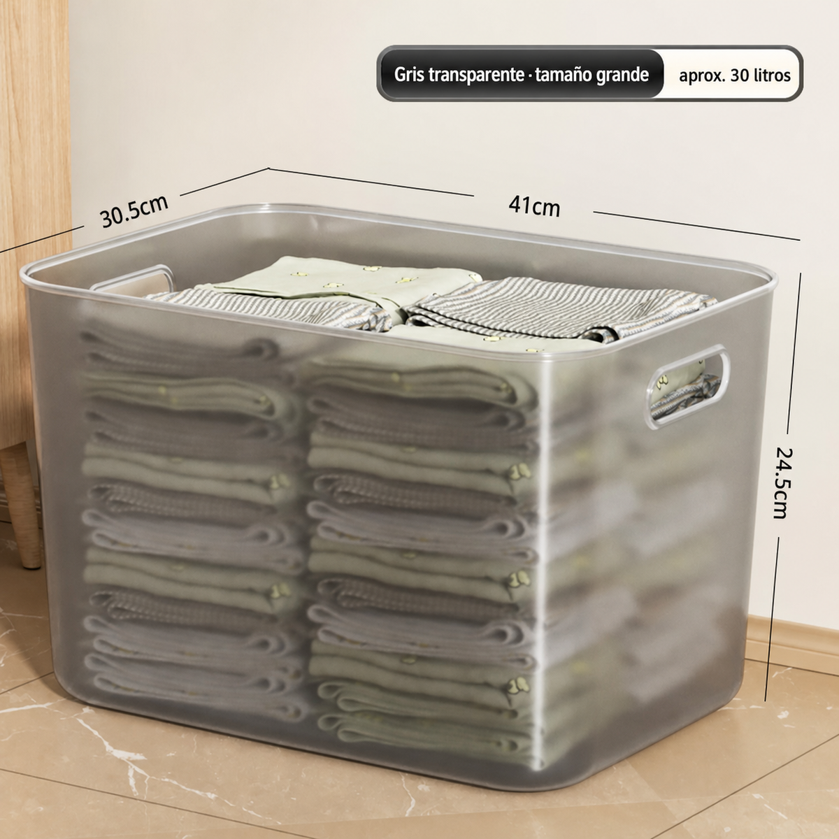 Caja organizadora transparente apilable con o sin tapa