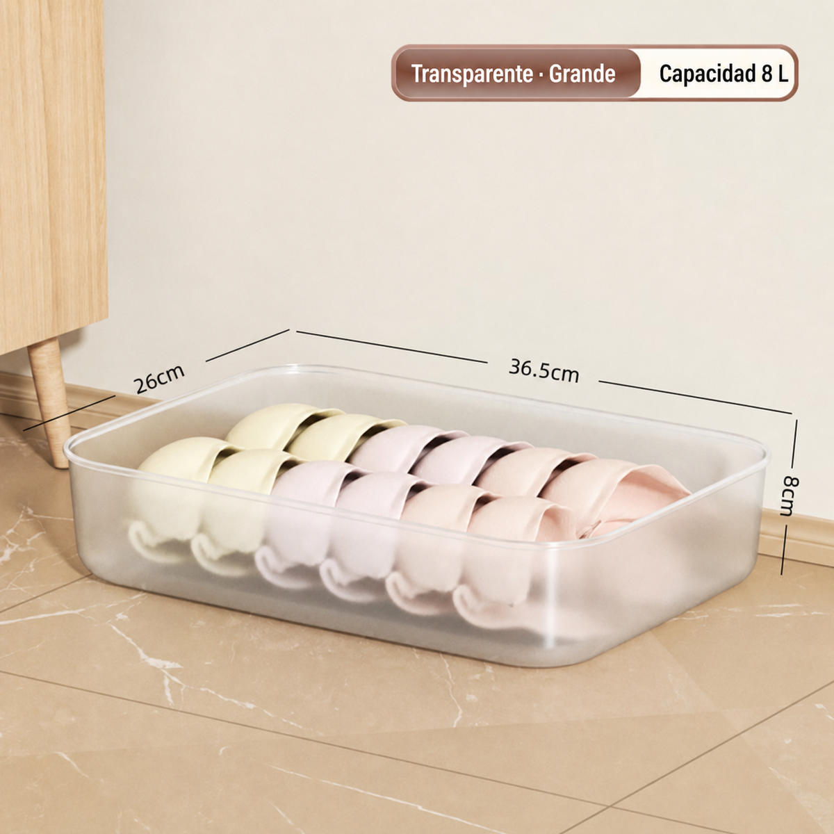 Caja organizadora transparente apilable con o sin tapa