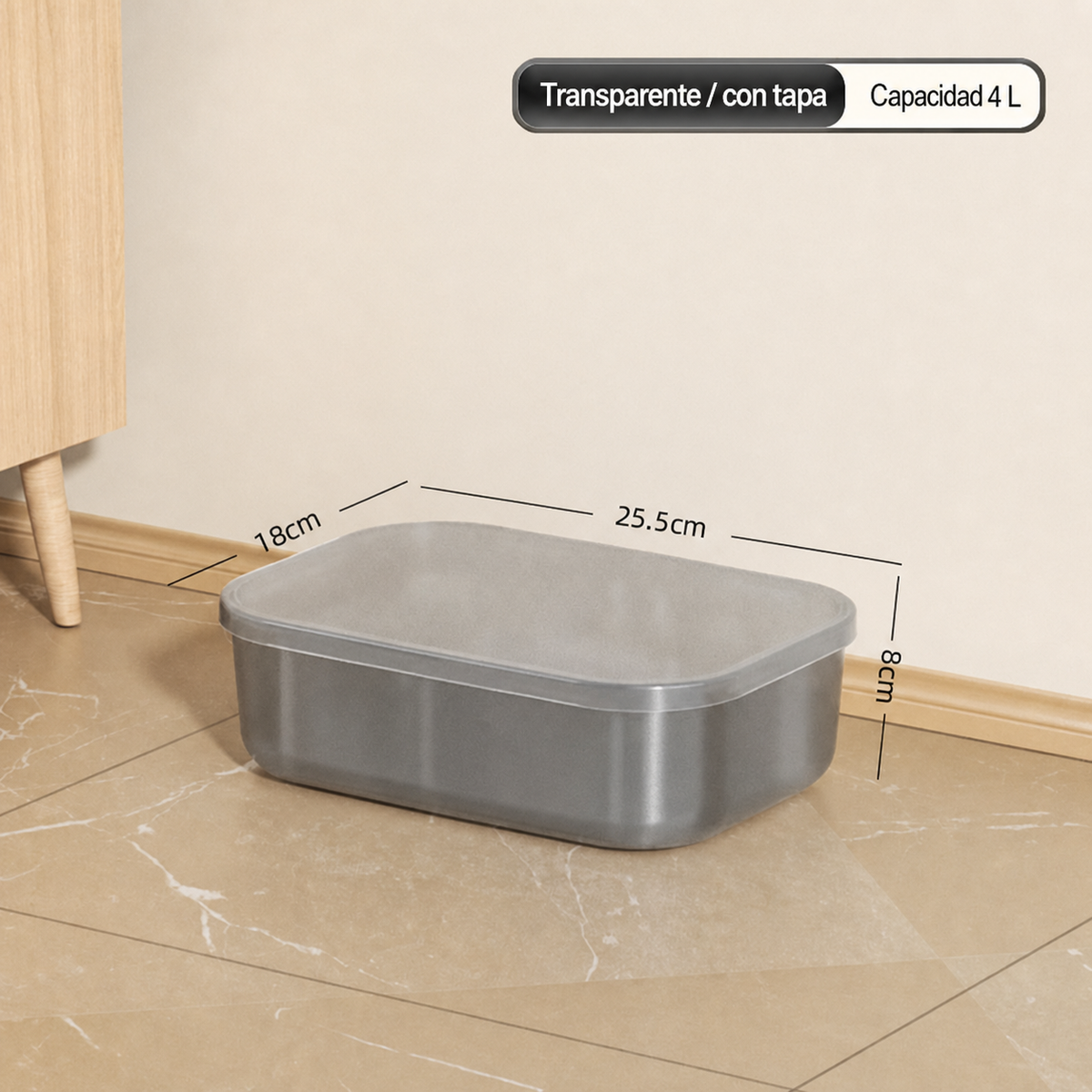 Caja organizadora transparente apilable con o sin tapa