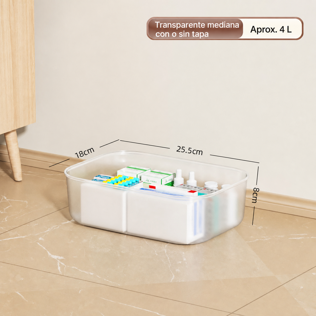 Caja organizadora transparente apilable con o sin tapa