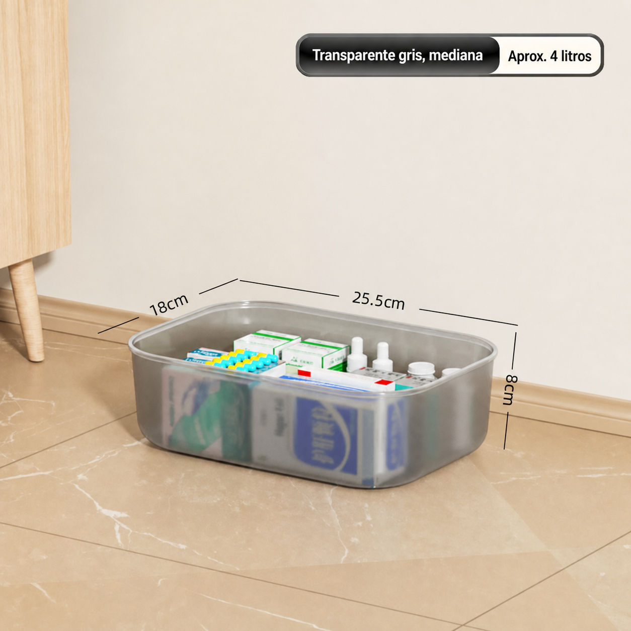 Caja organizadora transparente apilable con o sin tapa