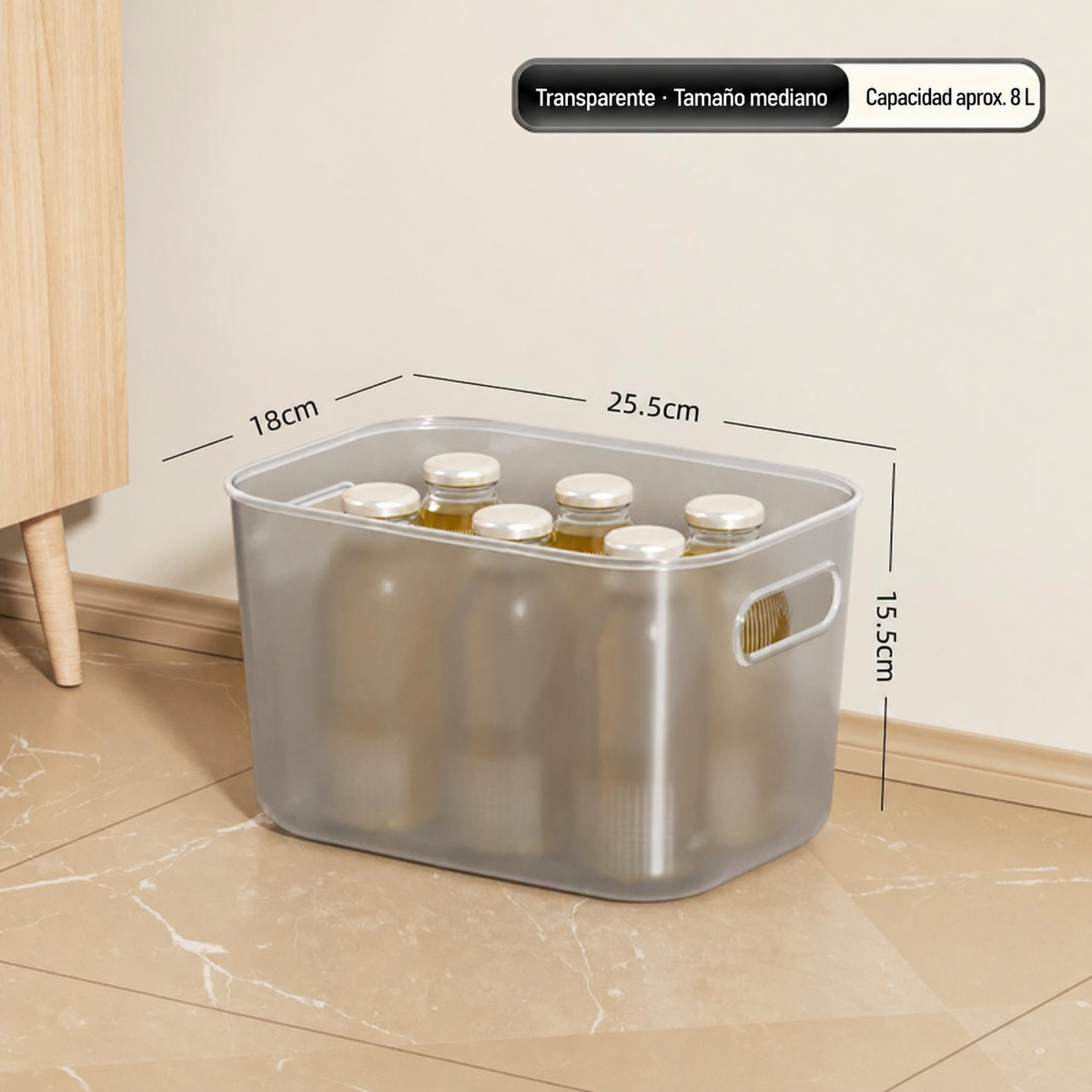 Caja organizadora transparente apilable con o sin tapa