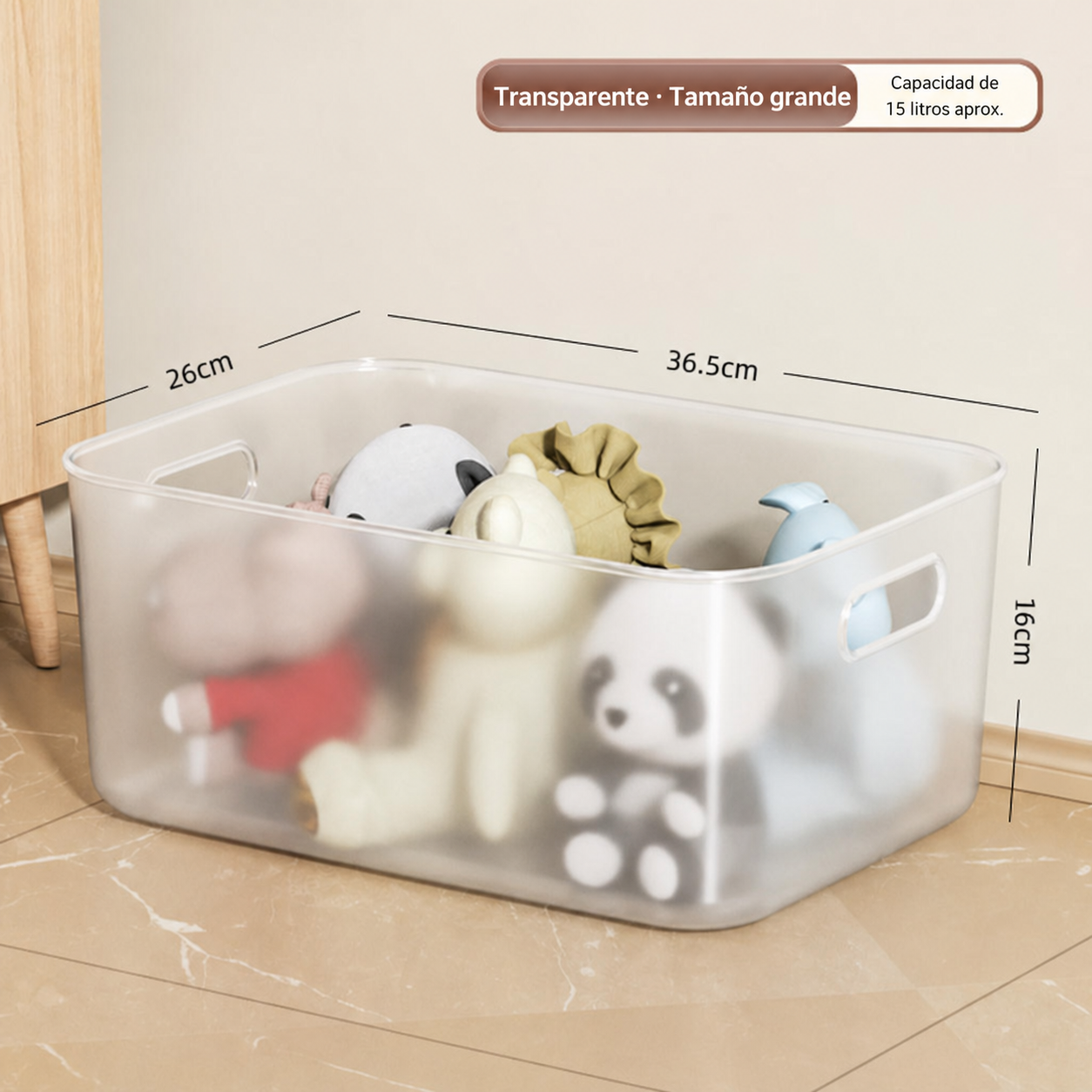 Caja organizadora transparente apilable con o sin tapa