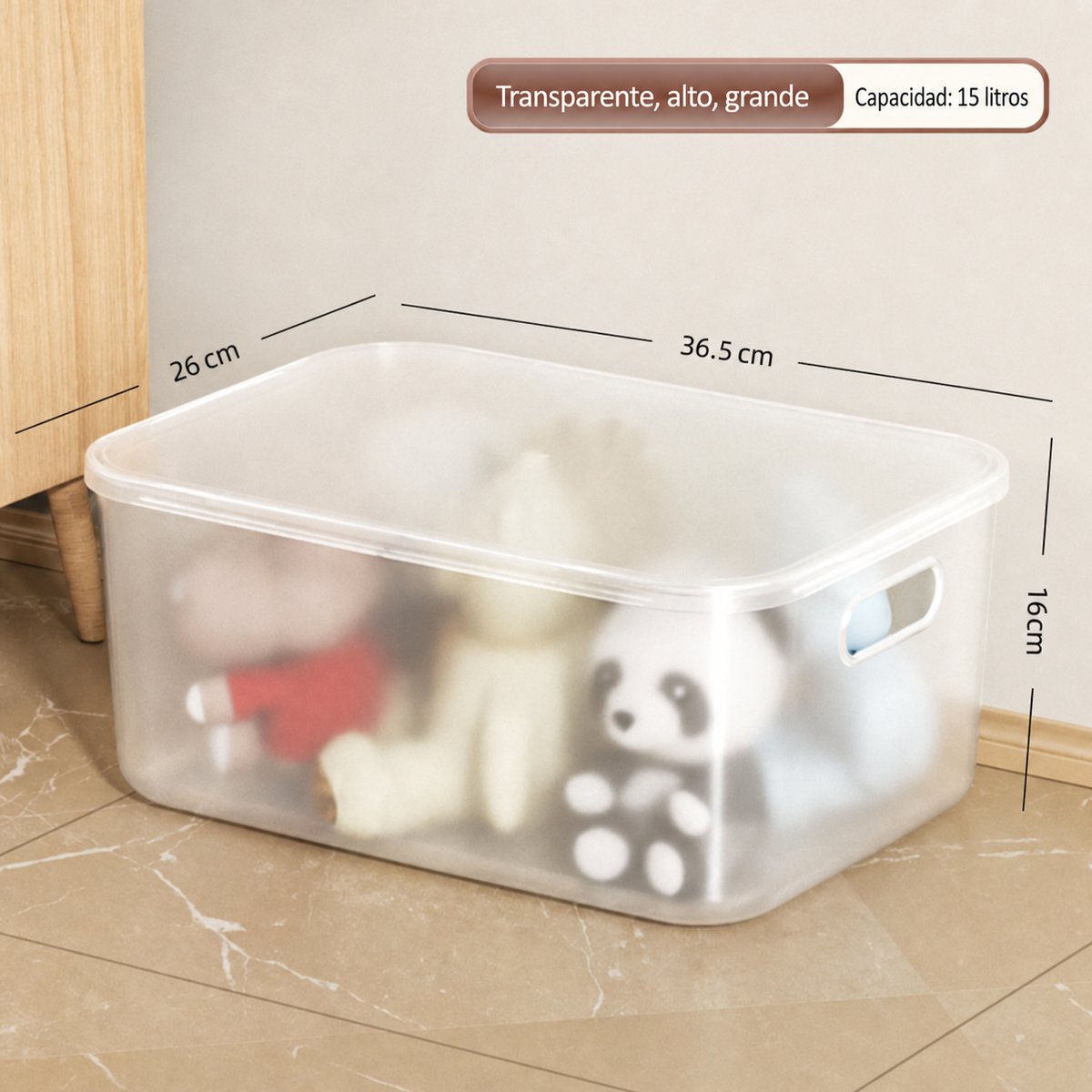 Caja organizadora transparente apilable con o sin tapa