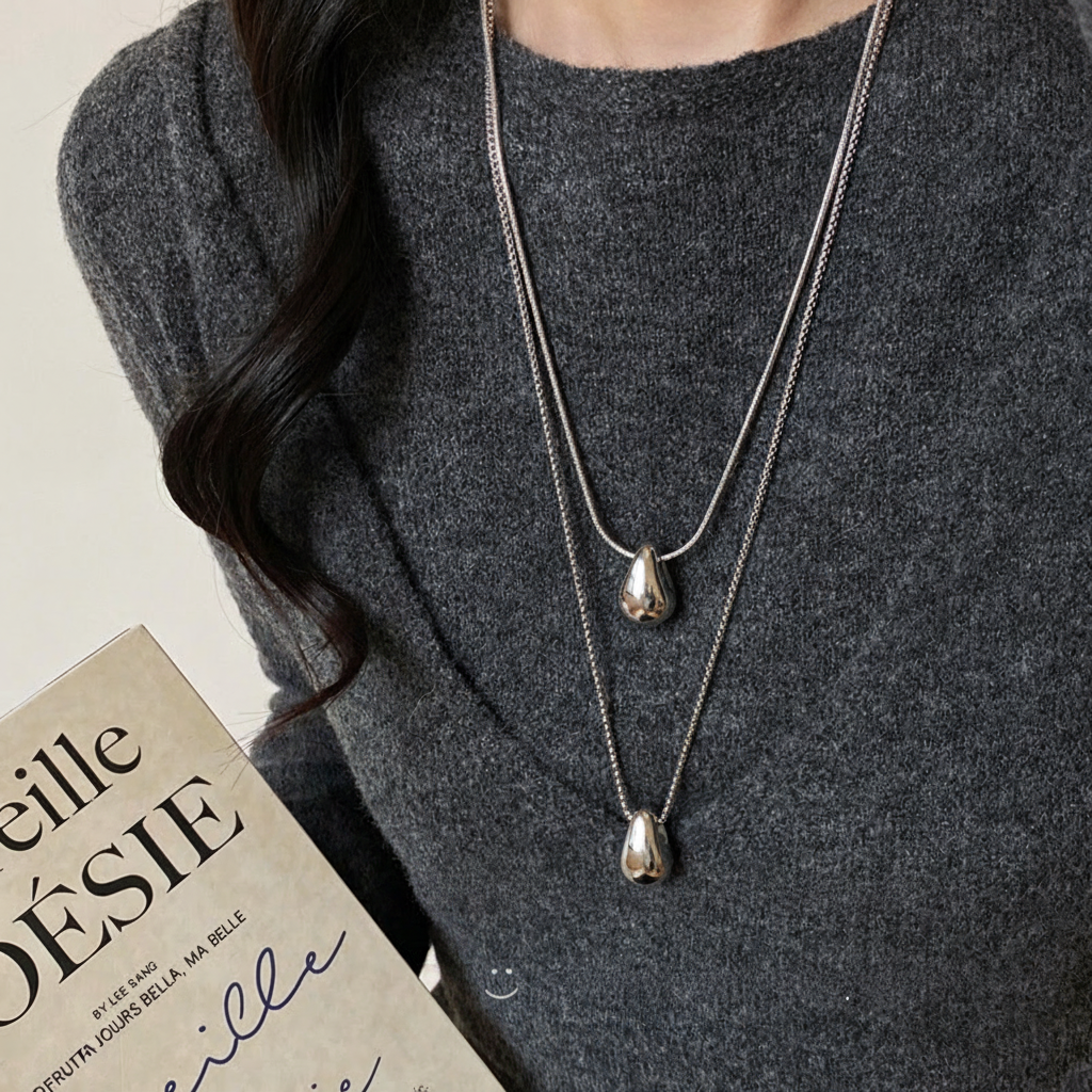 Collar colgante gota de agua minimalista para mujer - 1