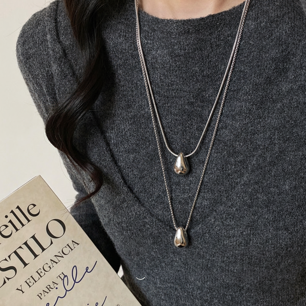 Collar colgante gota de agua minimalista para mujer - 12