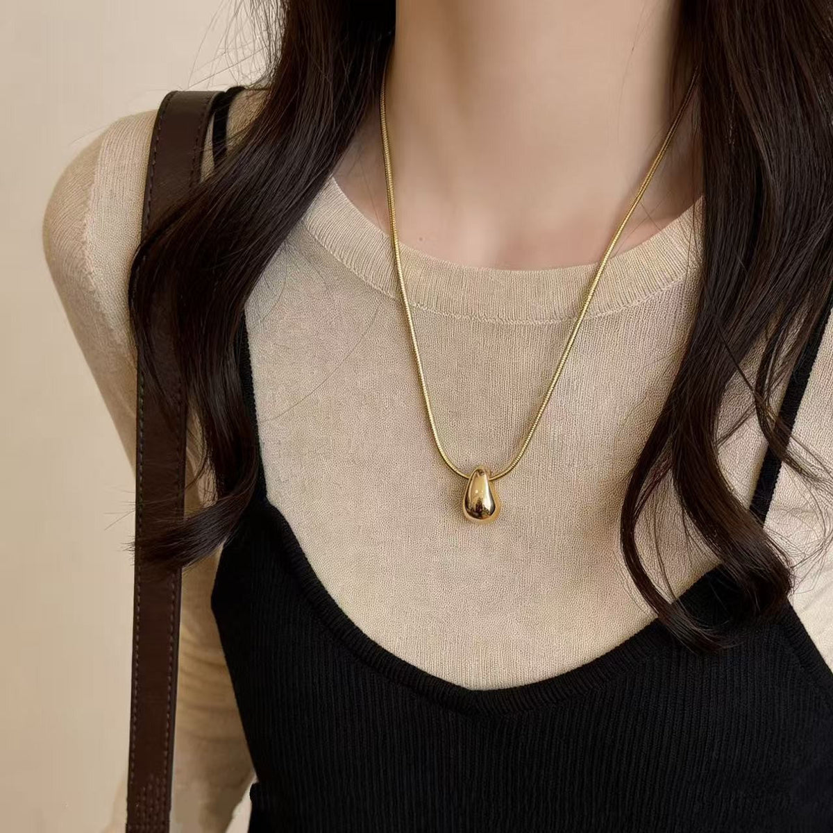 Collar colgante gota de agua minimalista para mujer - 8