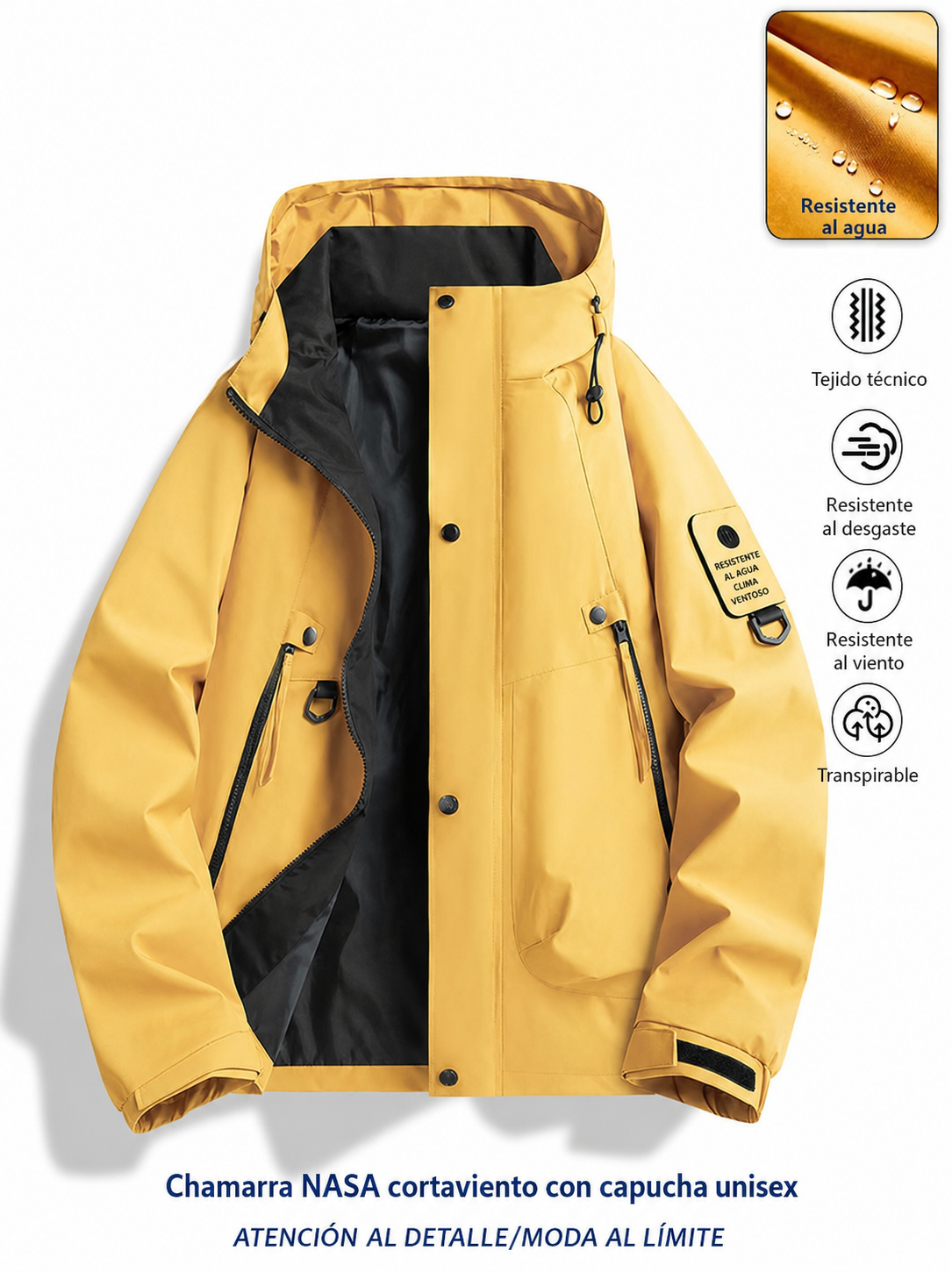 Chamarra NASA cortaviento con capucha unisex - 1