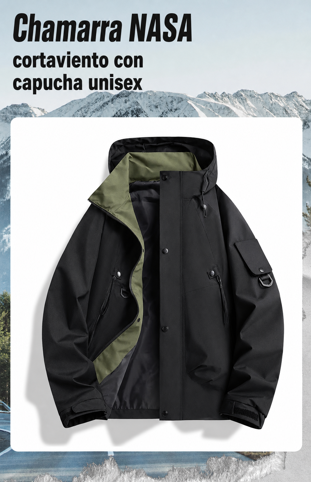Chamarra NASA cortaviento con capucha unisex - 11