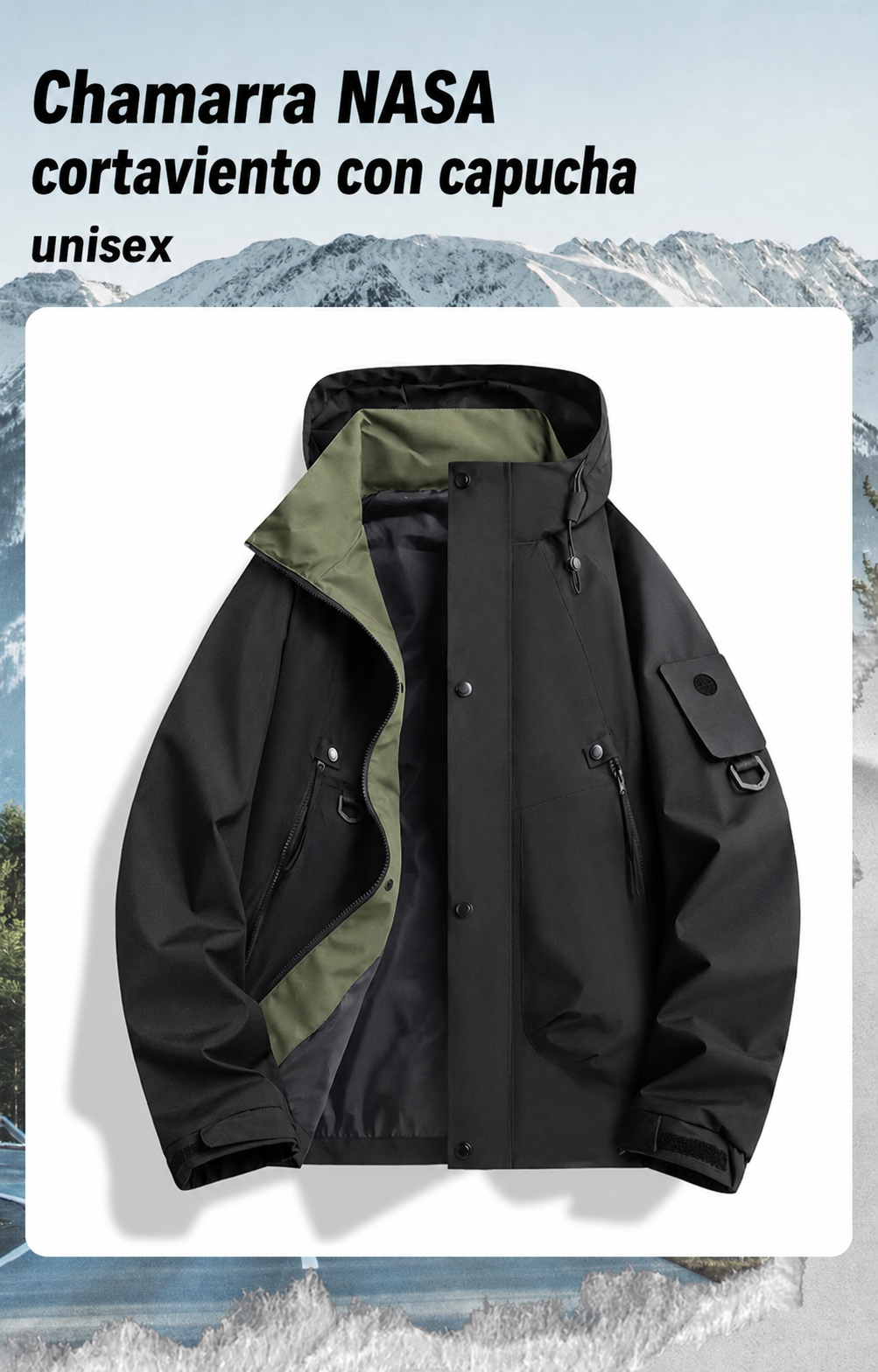 Chamarra NASA cortaviento con capucha unisex - 11