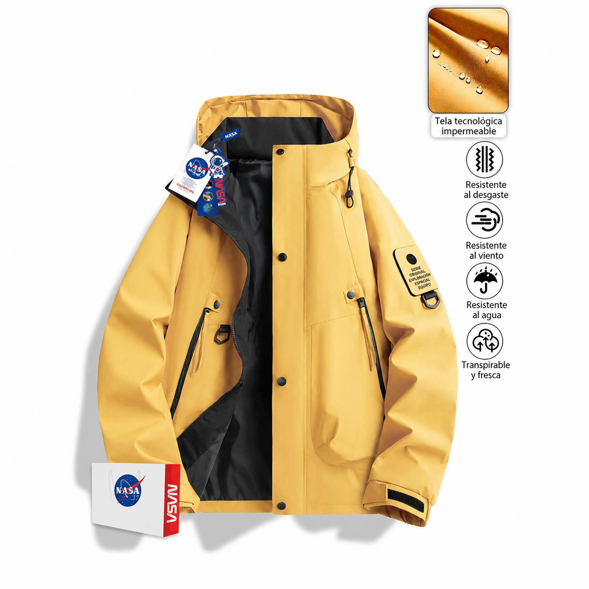 Chamarra NASA cortaviento con capucha unisex - 6