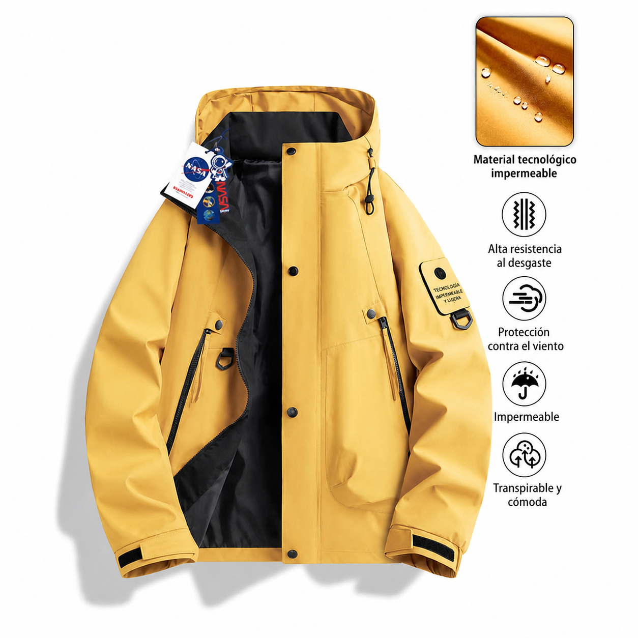 Chamarra NASA cortaviento con capucha unisex - 6