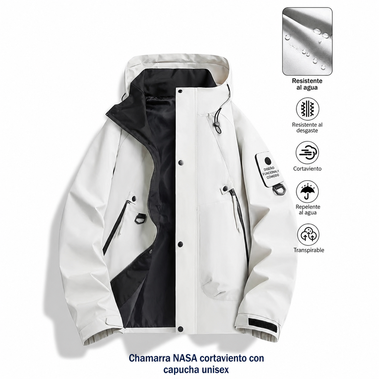 Chamarra NASA cortaviento con capucha unisex - 7