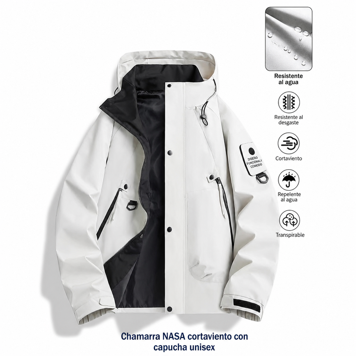 Chamarra NASA cortaviento con capucha unisex - 7