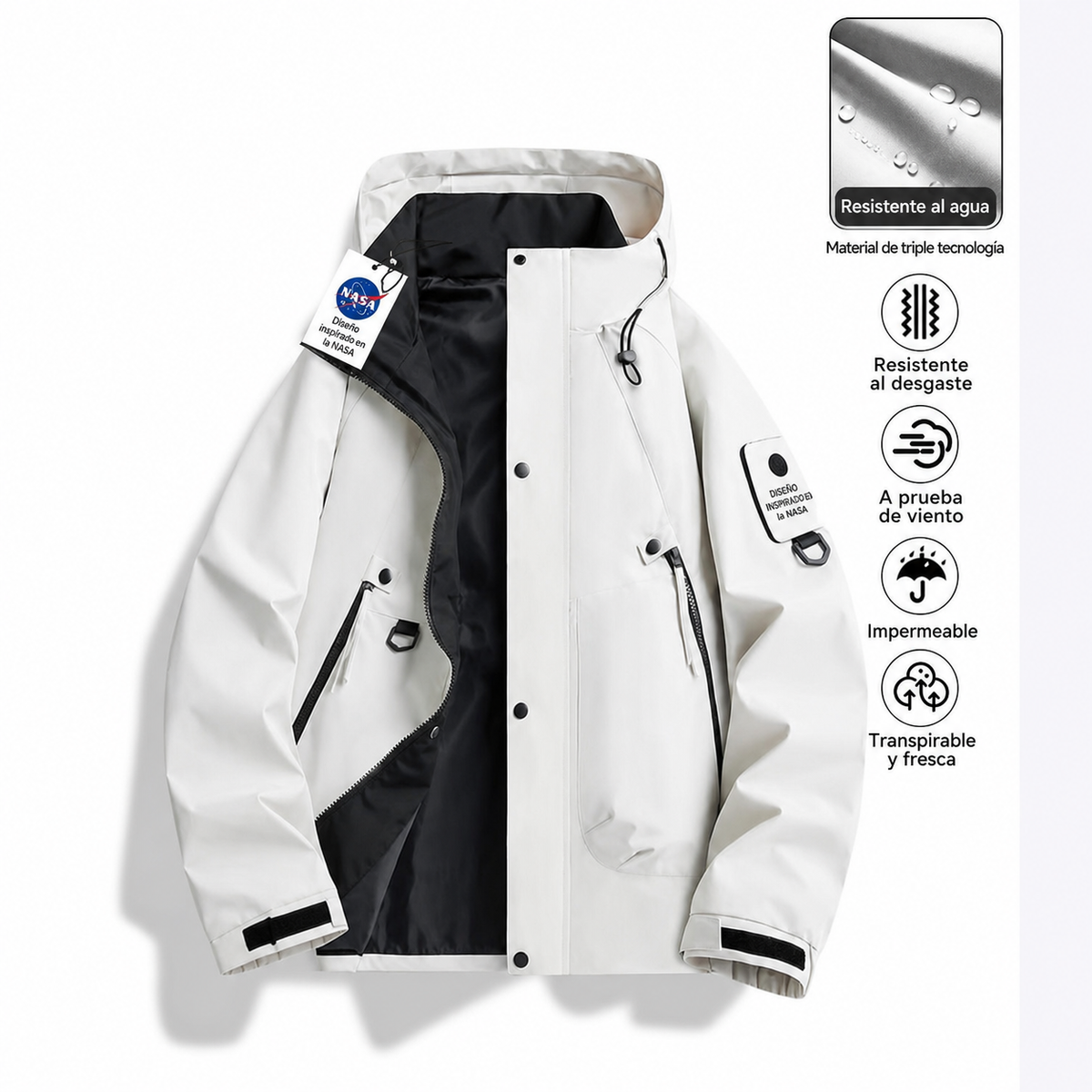 Chamarra NASA cortaviento con capucha unisex - 7