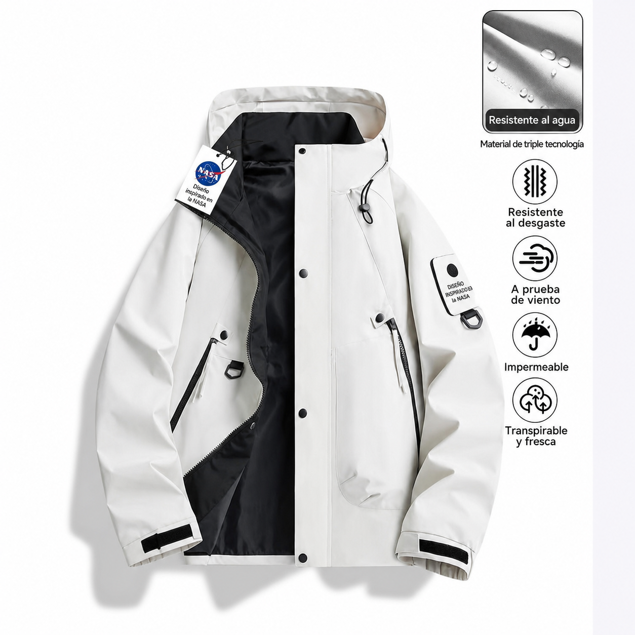 Chamarra NASA cortaviento con capucha unisex - 7
