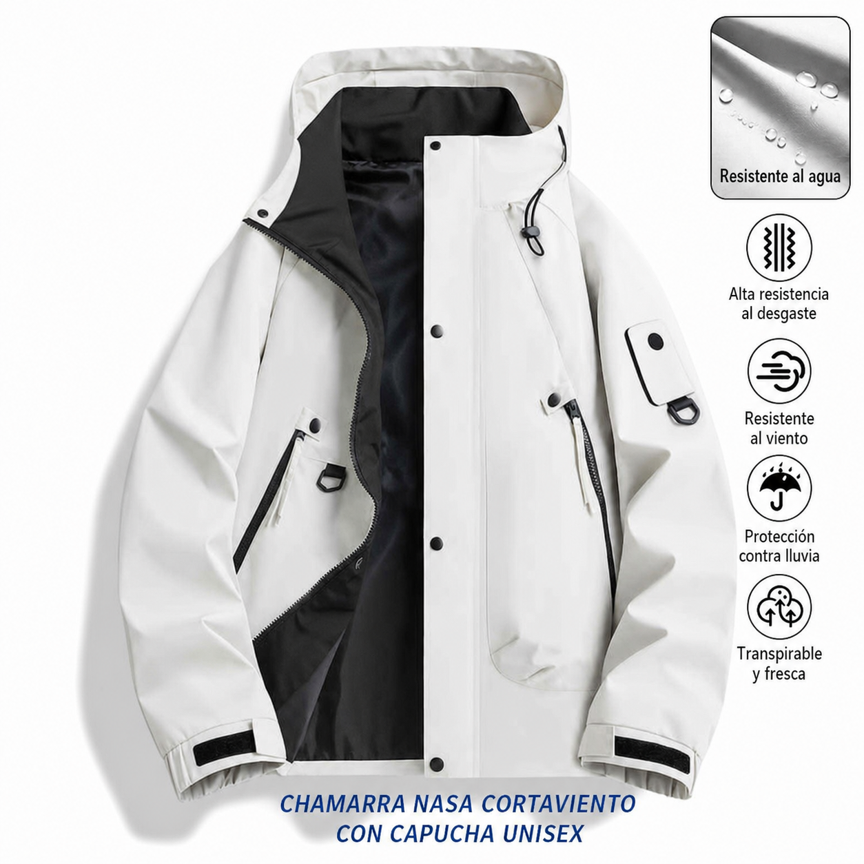 Chamarra NASA cortaviento con capucha unisex