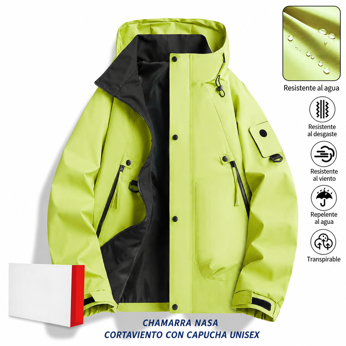 Chamarra NASA cortaviento con capucha unisex