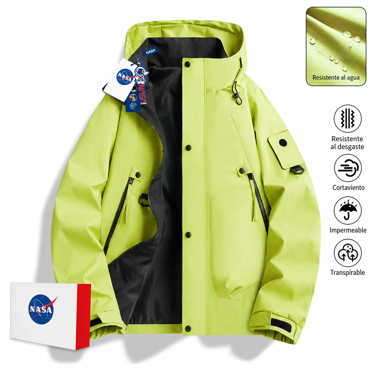 Chamarra NASA cortaviento con capucha unisex