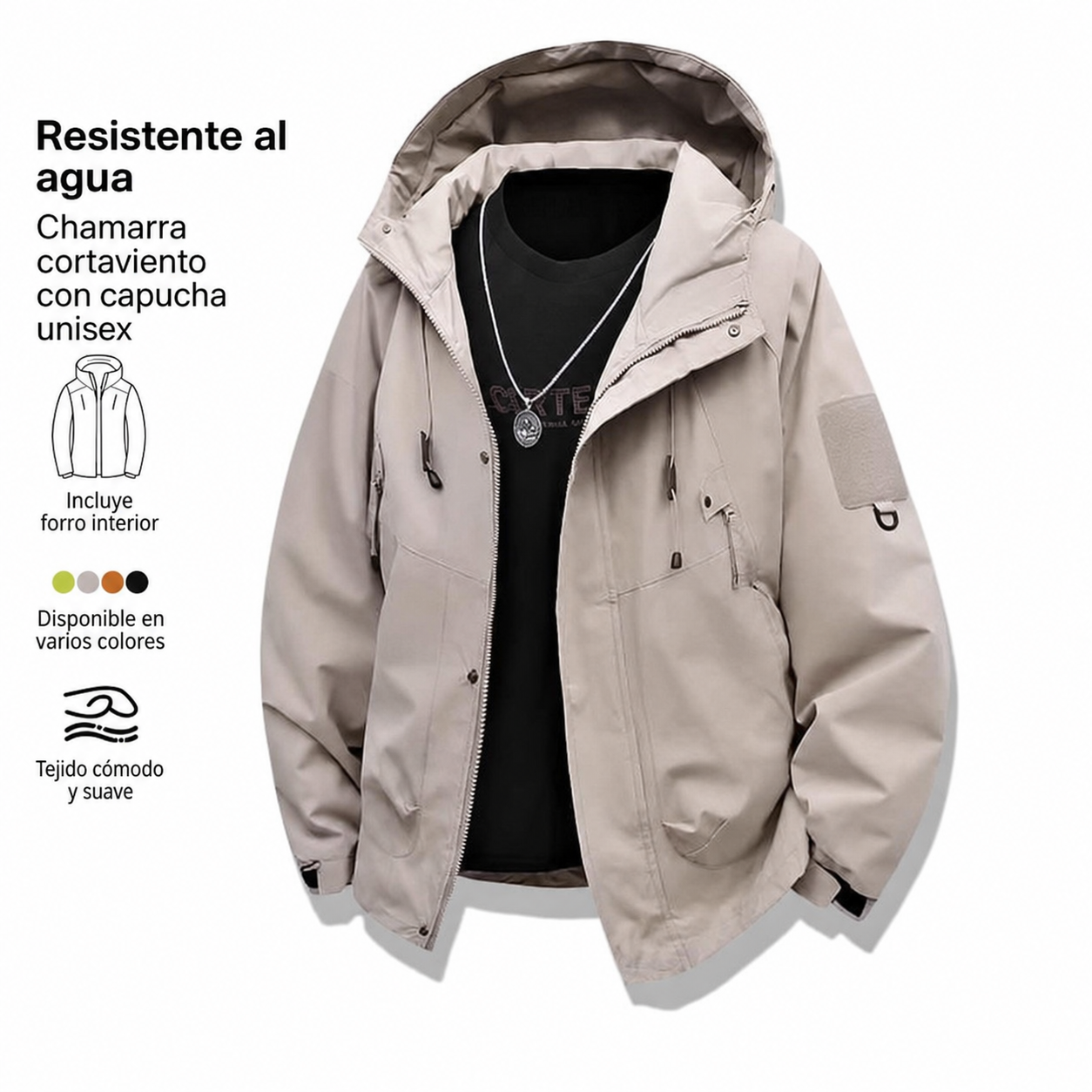 Chamarra NASA cortaviento con capucha unisex