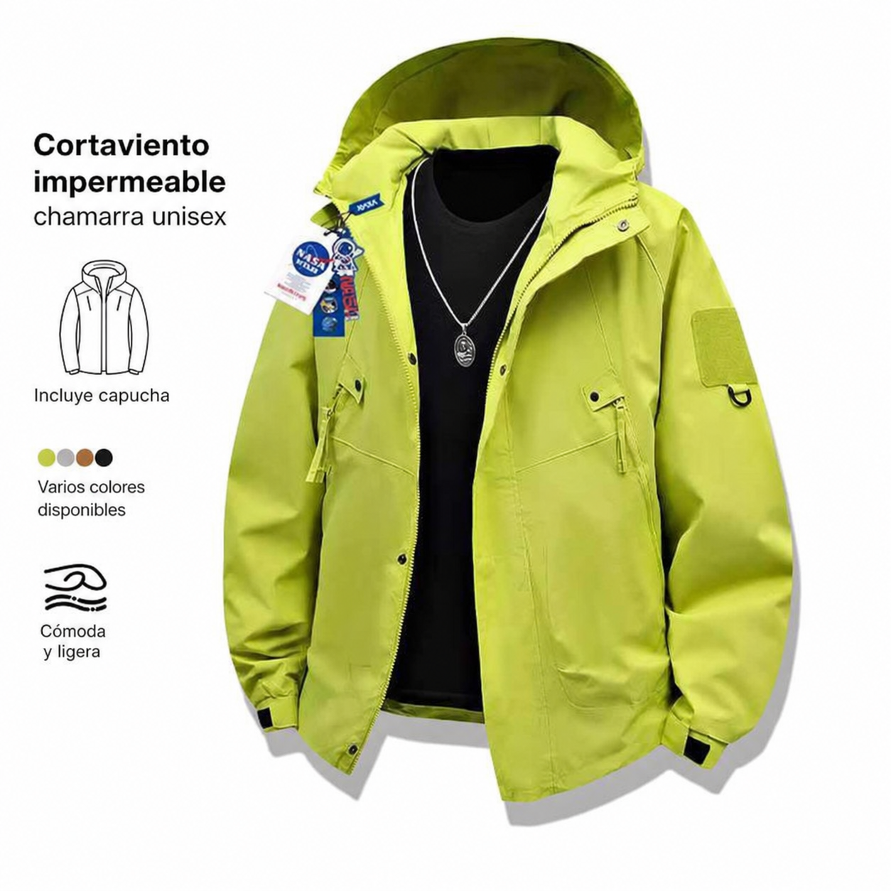 Chamarra NASA cortaviento con capucha unisex