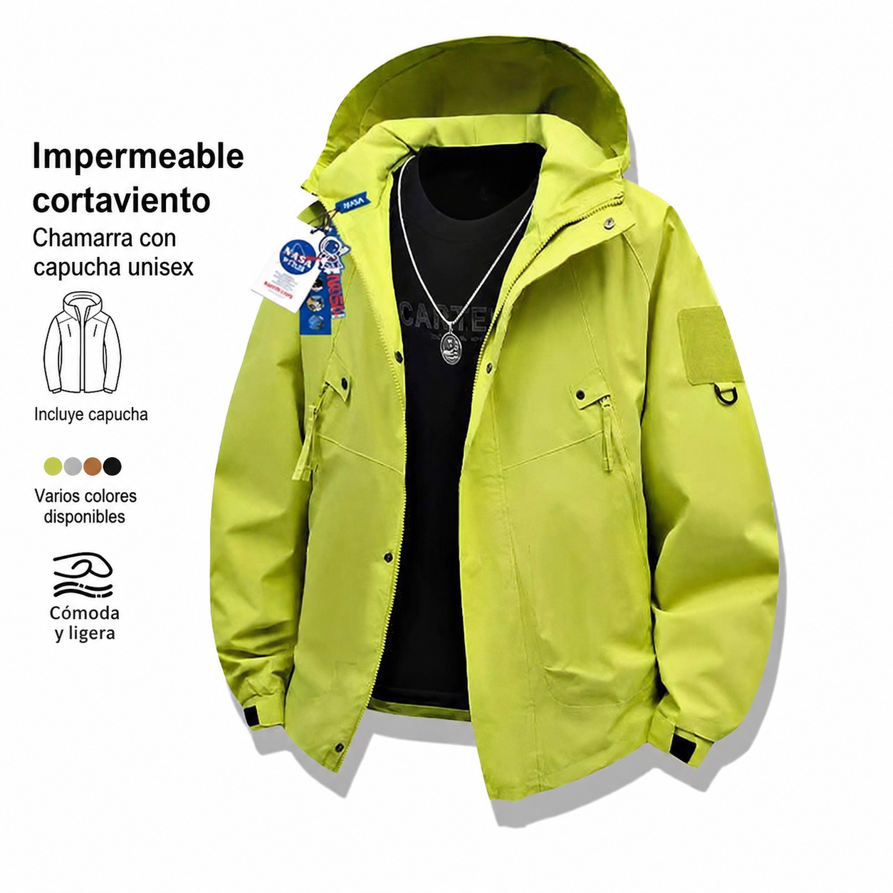 Chamarra NASA cortaviento con capucha unisex