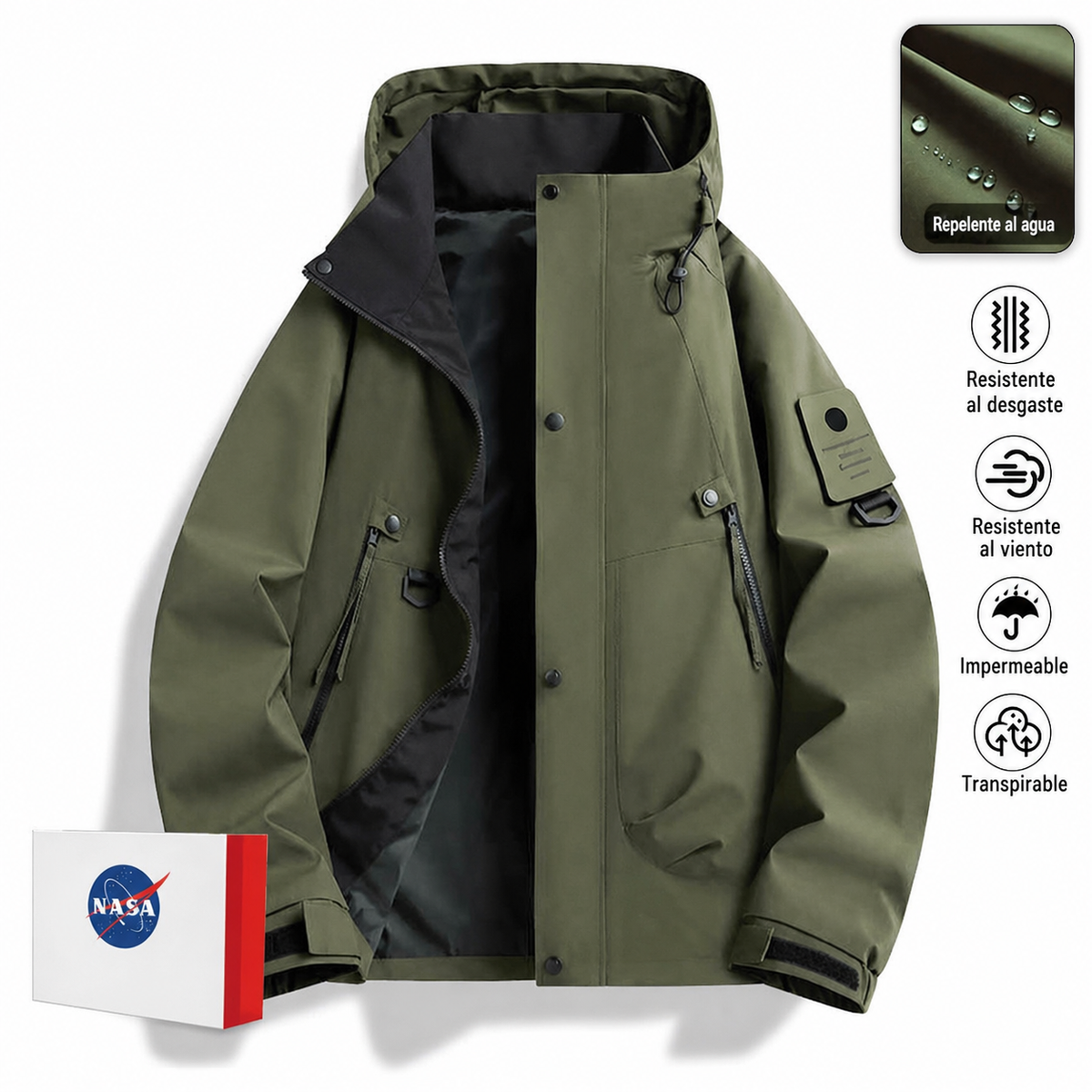 Chamarra NASA cortaviento con capucha unisex