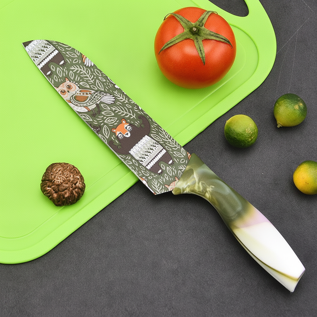 Cuchillo de acero inoxidable con diseño floral 31 cm - 1