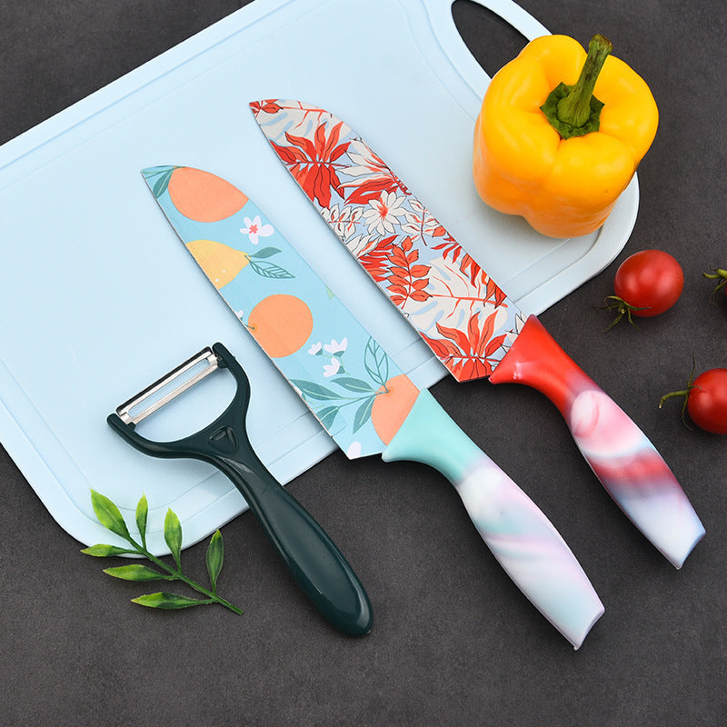 Cuchillo de acero inoxidable con diseño floral 31 cm - 3