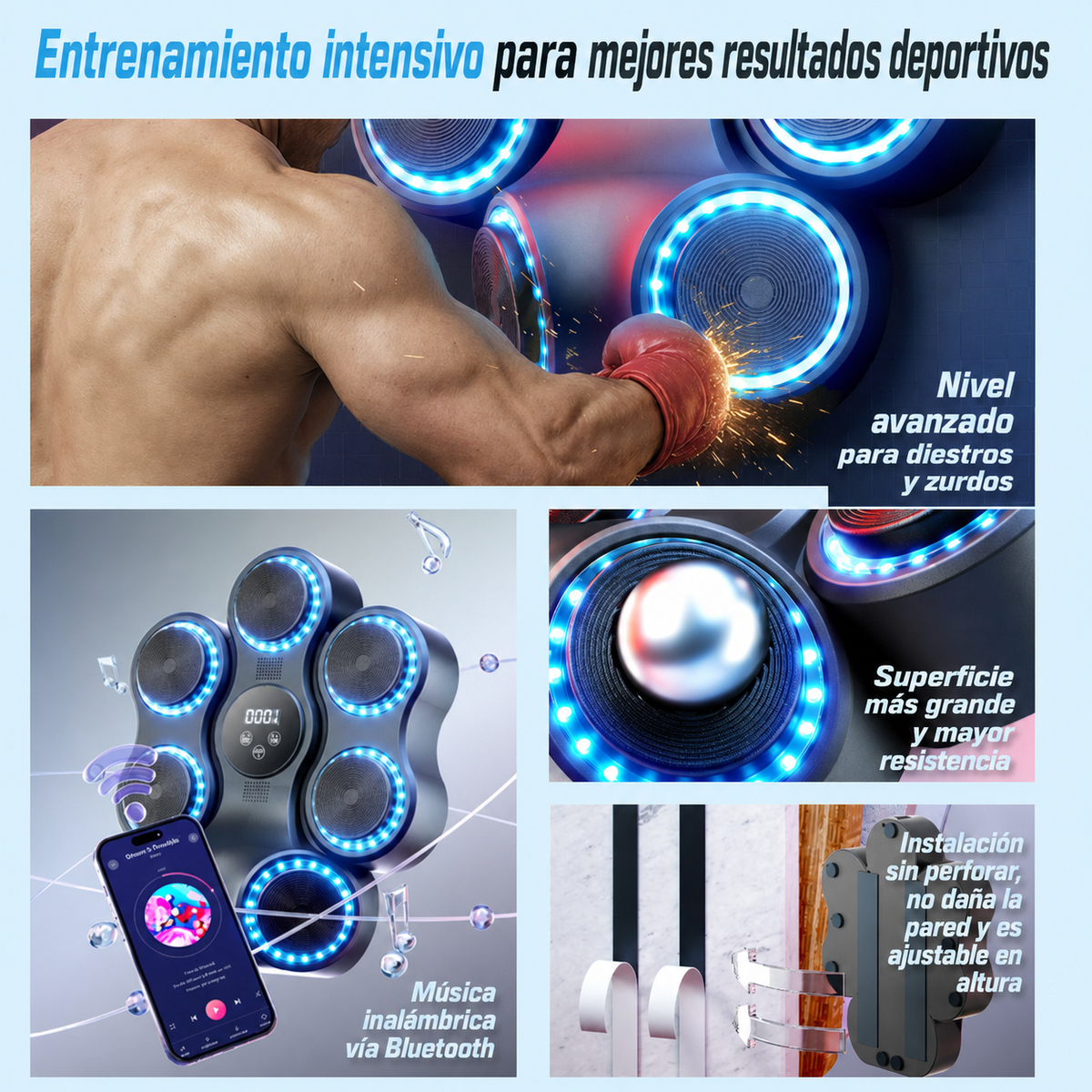 Blanco de Boxeo Inteligente con Música para Casa - 2