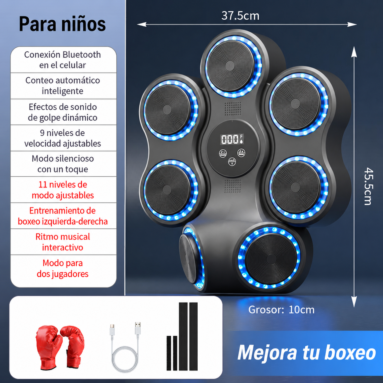 Blanco de Boxeo Inteligente con Música para Casa