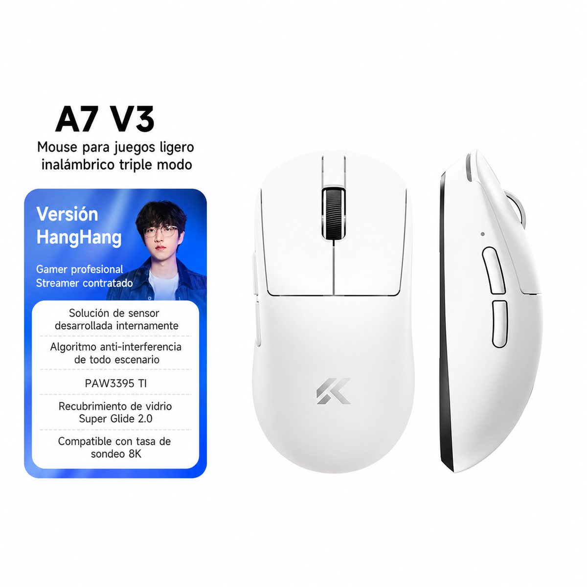 Mouse Gamer MCHOSE A7V3 Inalámbrico Triple Modo