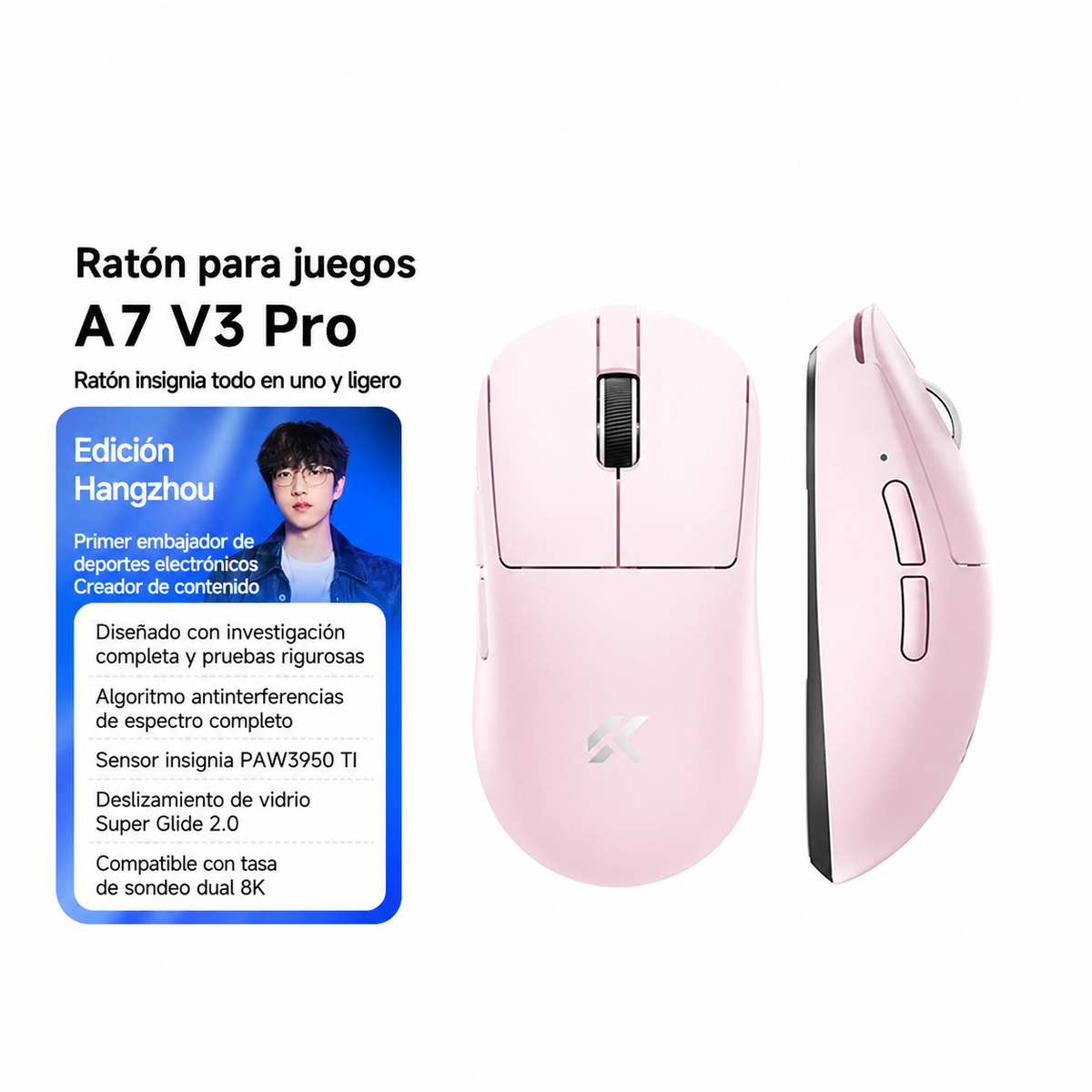 Mouse Gamer MCHOSE A7V3 Inalámbrico Triple Modo