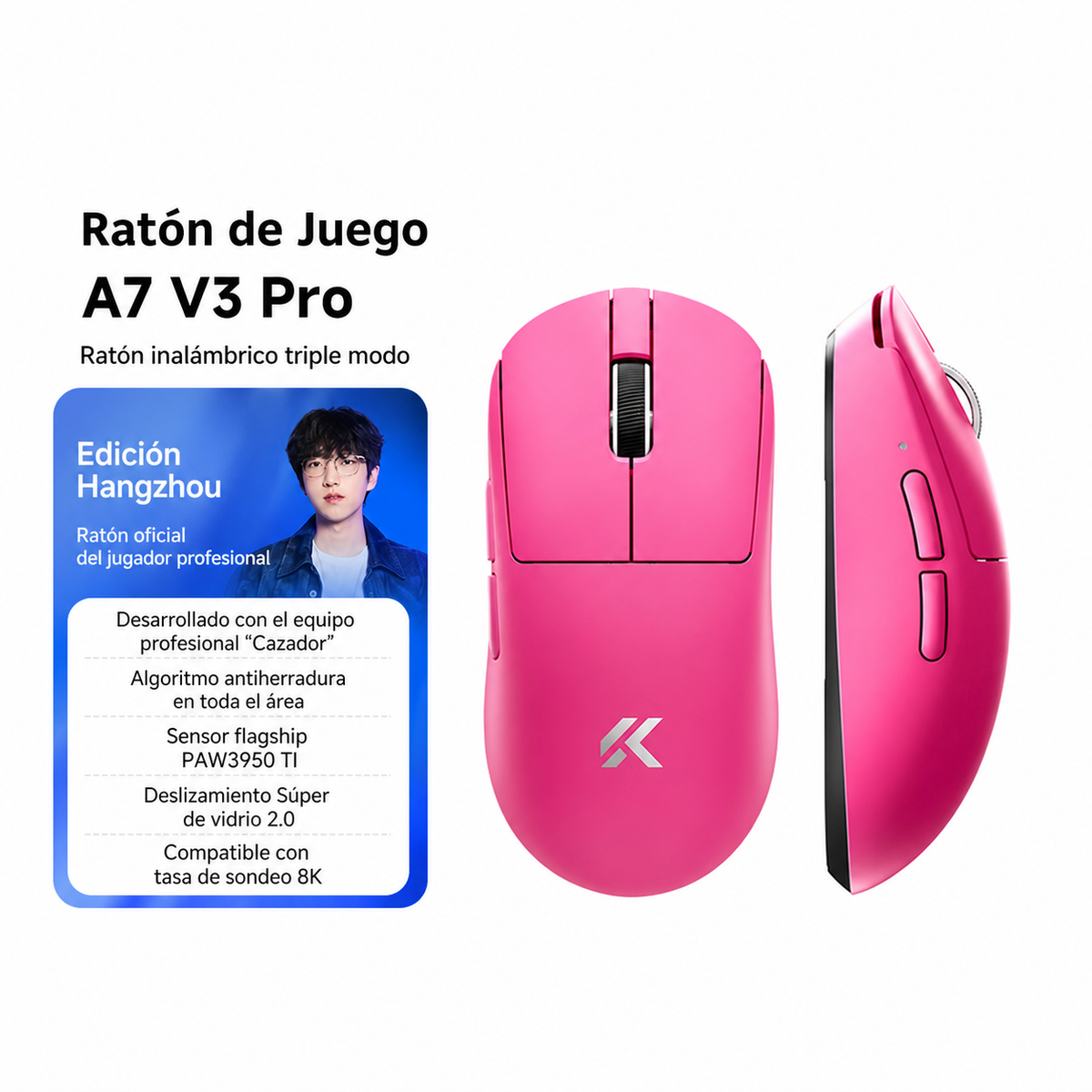 Mouse Gamer MCHOSE A7V3 Inalámbrico Triple Modo