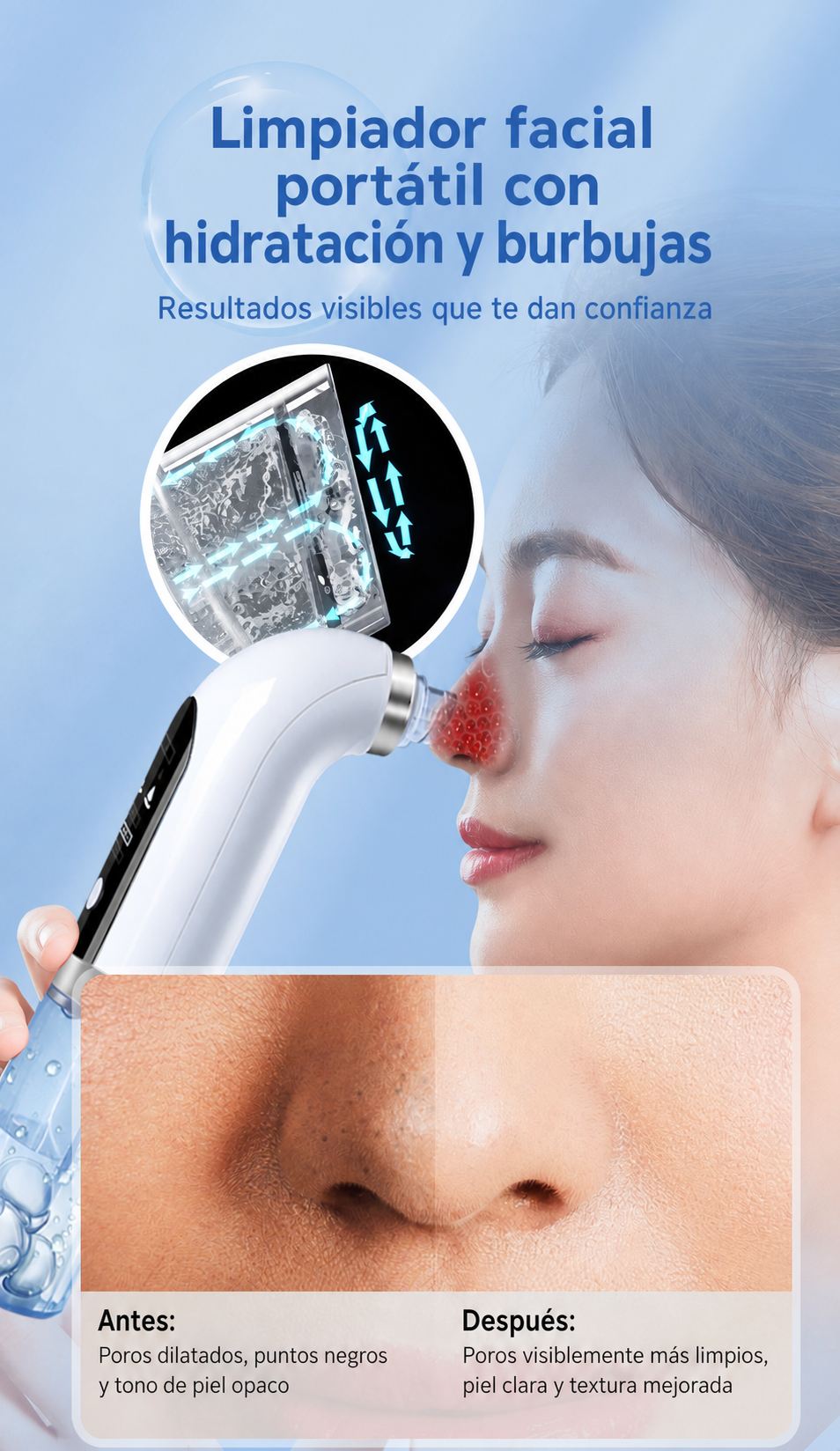 Limpiador Facial Portátil con Hidratación y Burbujas - 12