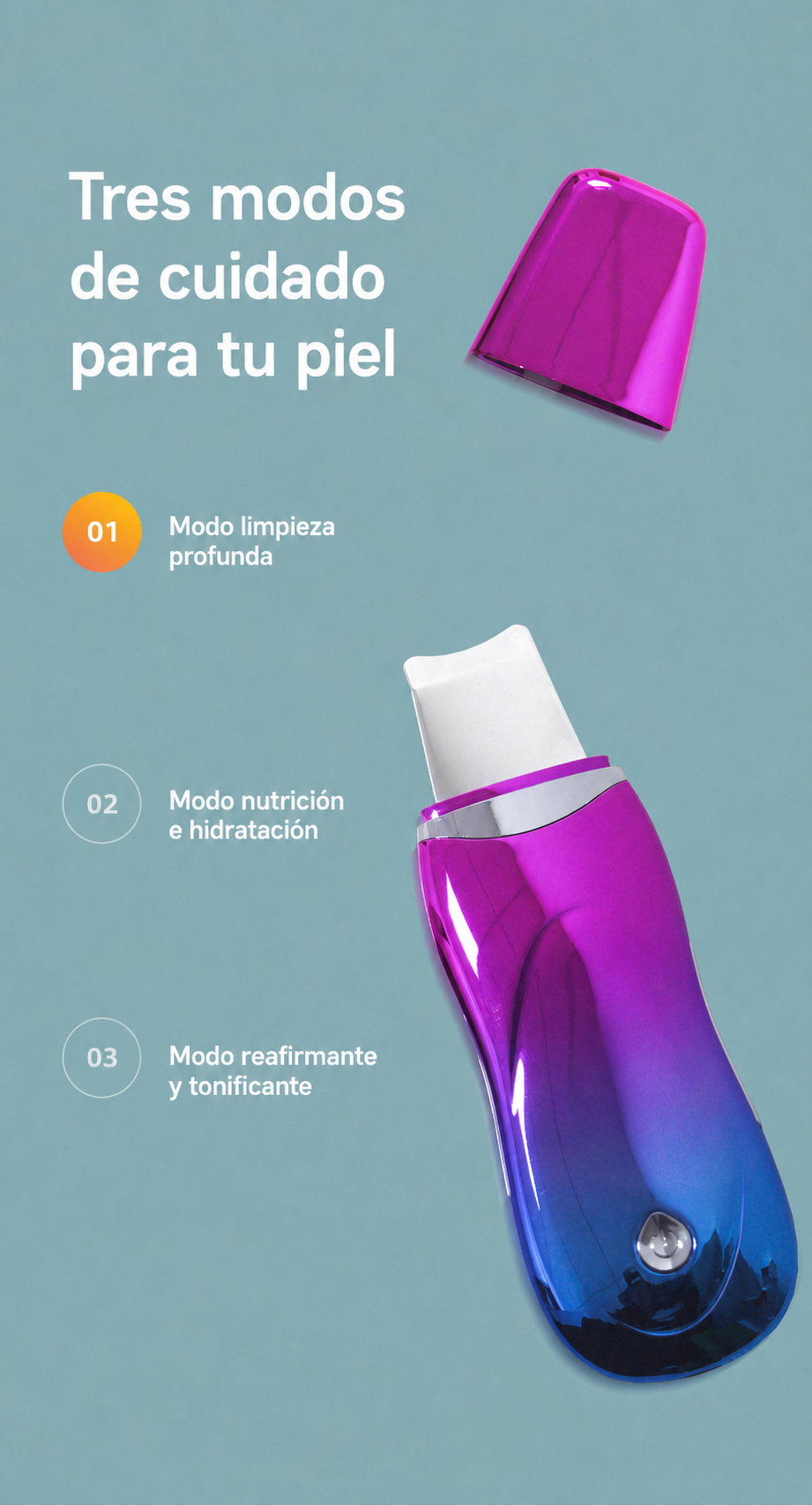 Espatula Ultrasónica Facial para Limpieza de Poros - 12