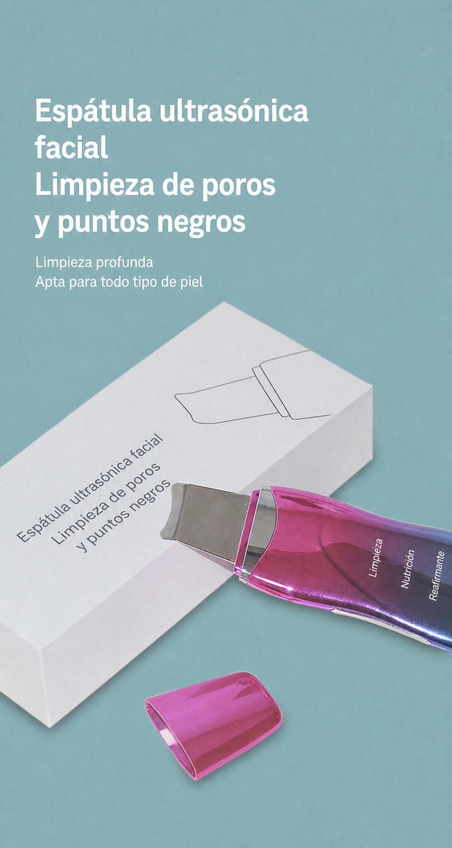 Espatula Ultrasónica Facial para Limpieza de Poros - 10