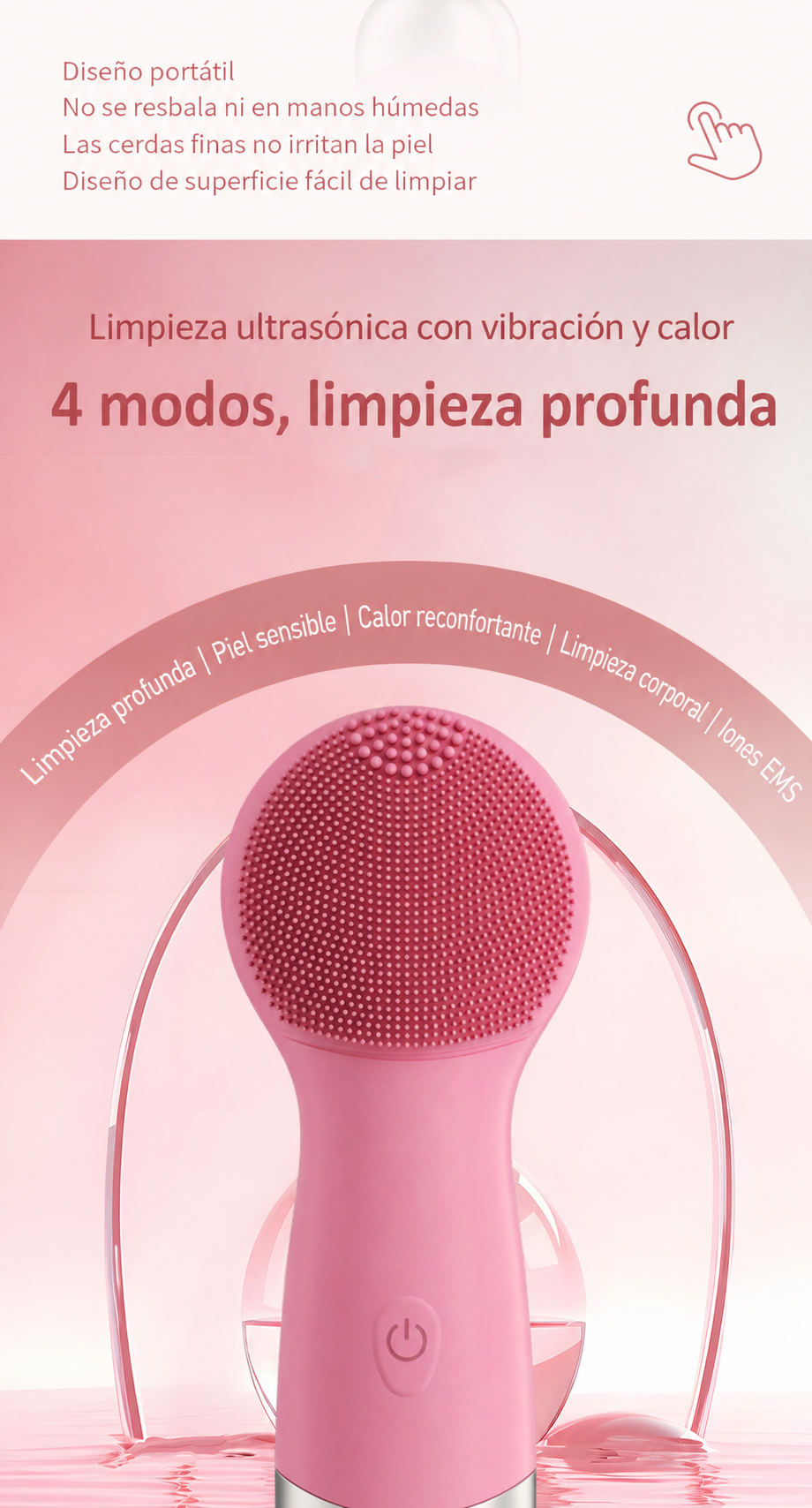 Cepillo Limpiador Facial Ultrasónico con Vibración y Calor - 10