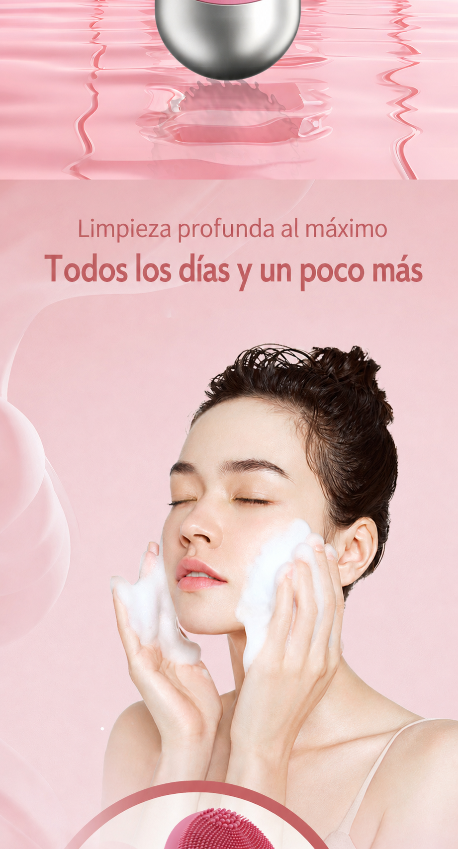 Cepillo Limpiador Facial Ultrasónico con Vibración y Calor - 11