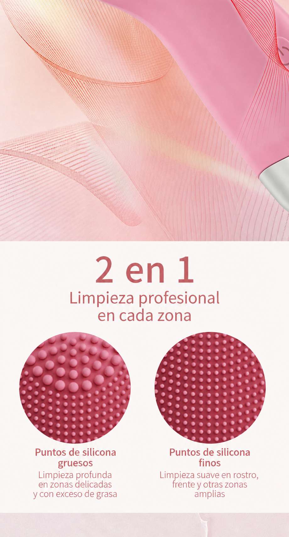 Cepillo Limpiador Facial Ultrasónico con Vibración y Calor - 13