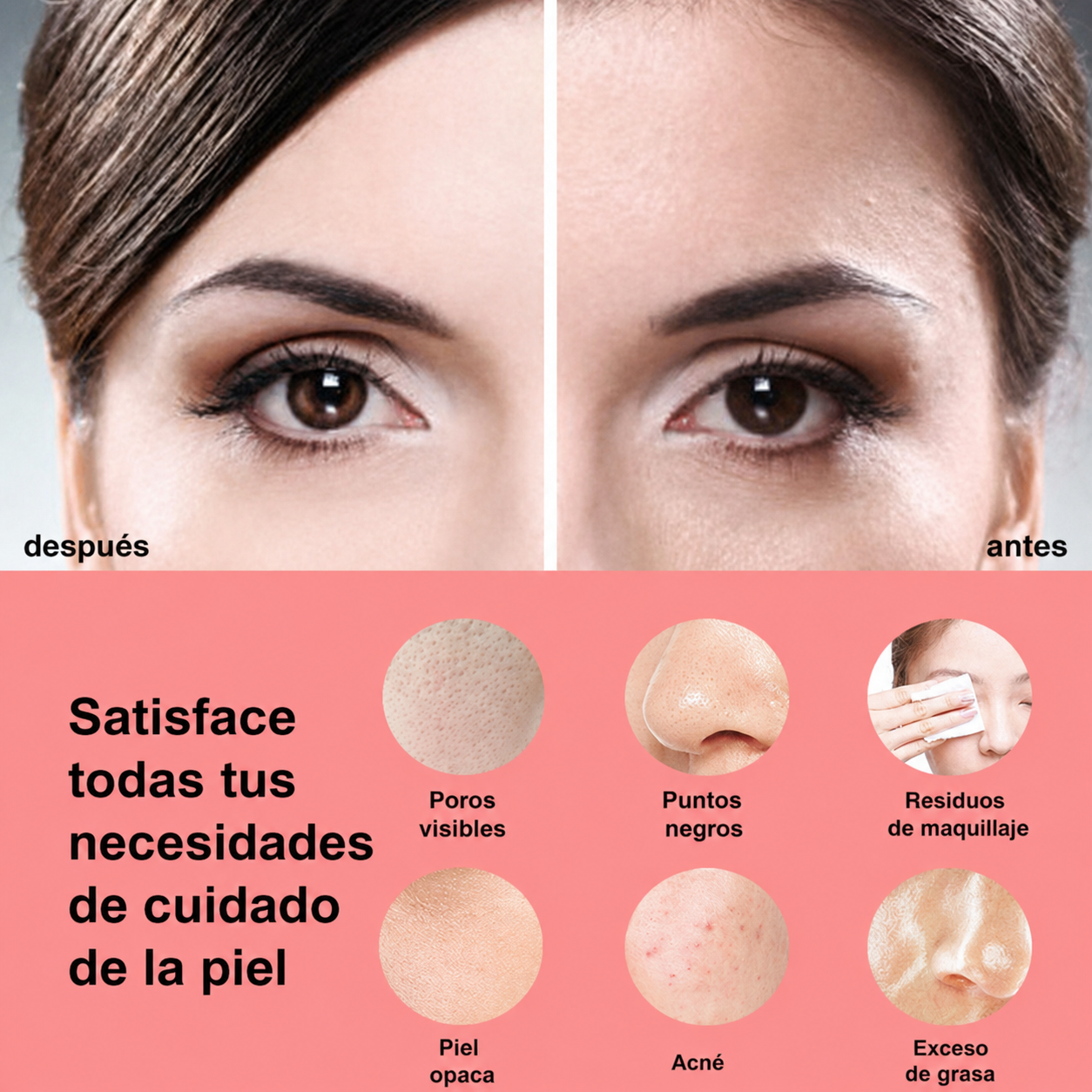Cepillo Limpiador Facial Ultrasónico con Vibración y Calor - 3