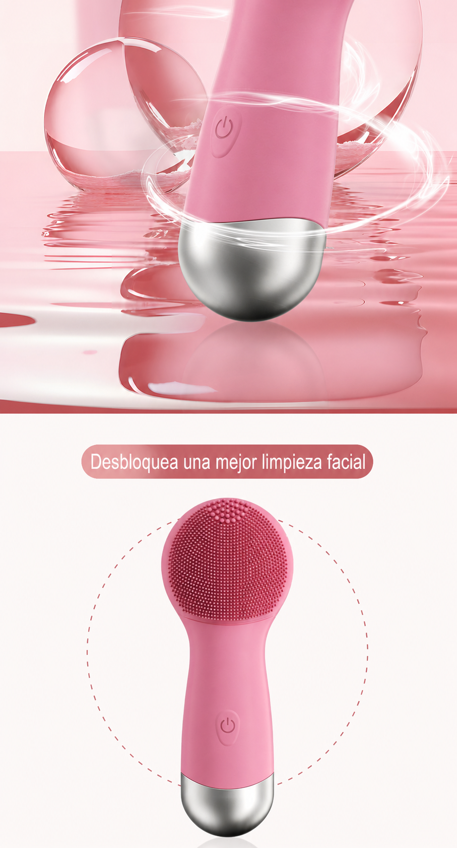 Cepillo Limpiador Facial Ultrasónico con Vibración y Calor - 9