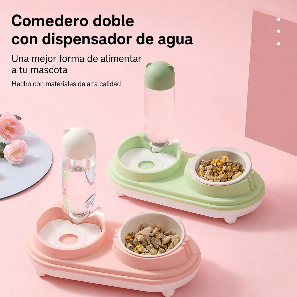 Comedero Doble con Dispensador de Agua para Mascotas - 2