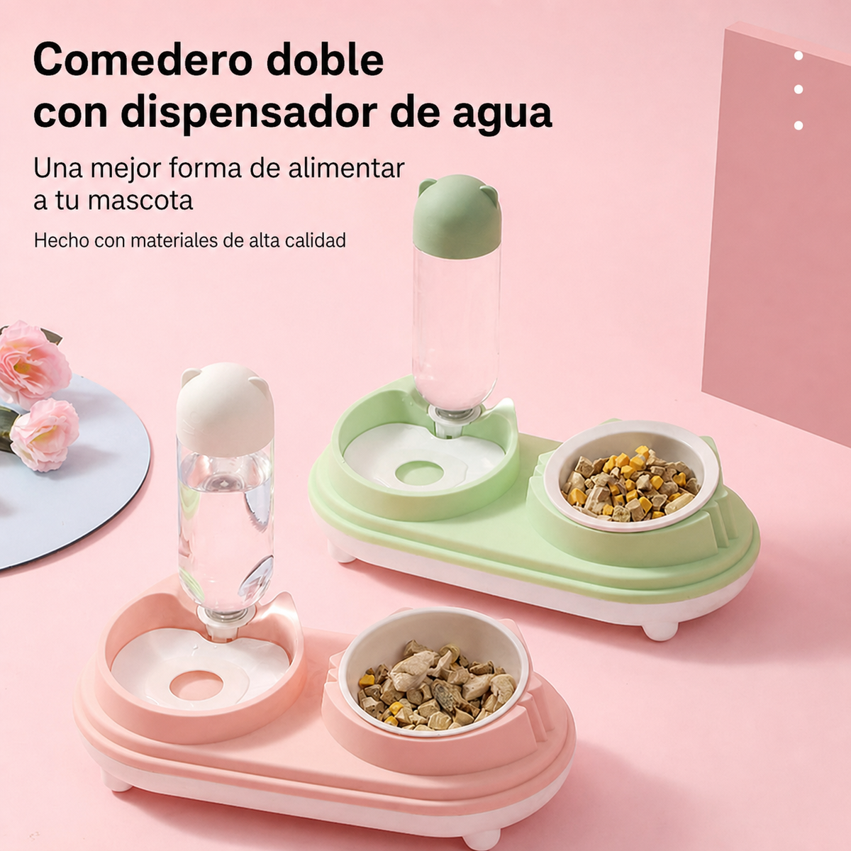 Comedero Doble con Dispensador de Agua para Mascotas - 2