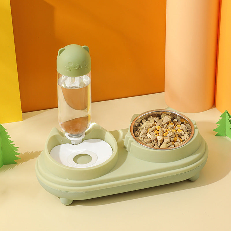 Comedero Doble con Dispensador de Agua para Mascotas - 1